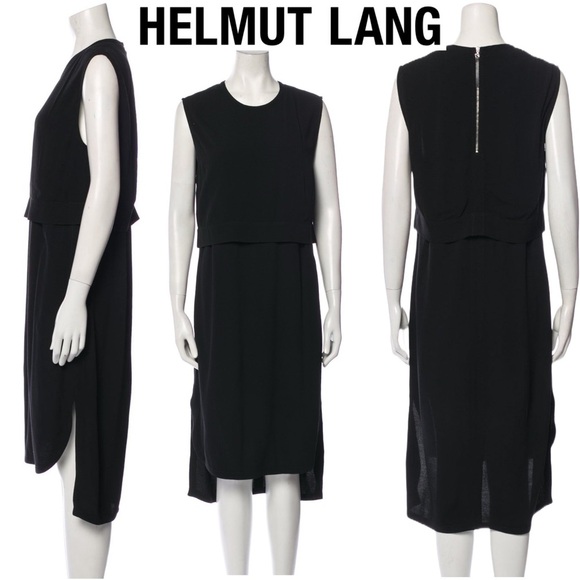 Helmut Lang Black Sleeveless Shift Midi Dress Minimalist Quiet Luxury Designer - Picture 1 of 10